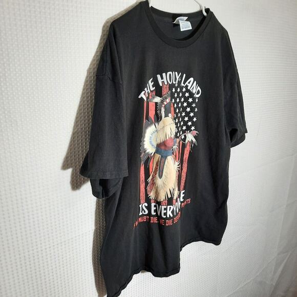 Delta Pro Weight 2XL T-Shirt Men Native American Holy Land Rights Black USA - Picture 3 of 6